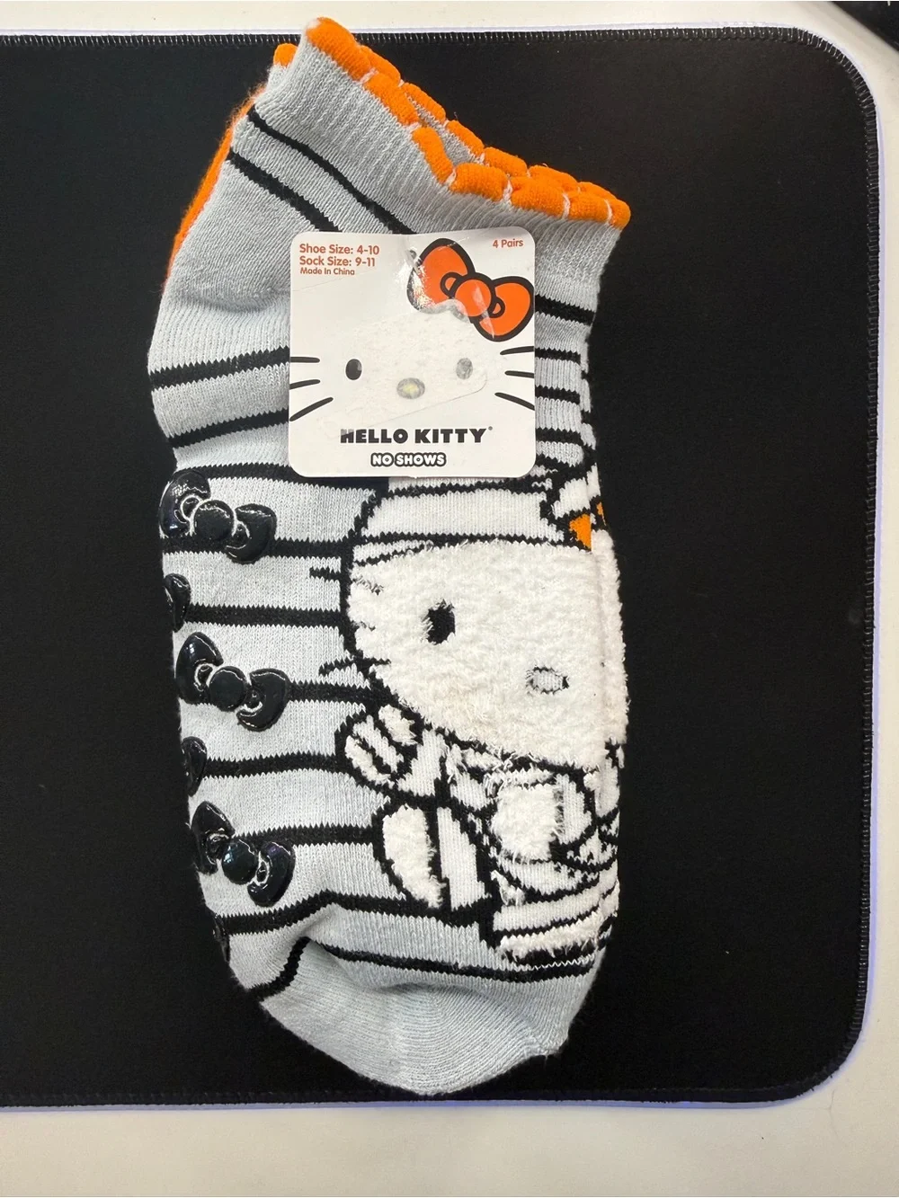 Sanrio Hello Kitty Halloween Socks 4 Pack Womens No Show Non Slip Grippers 4-10